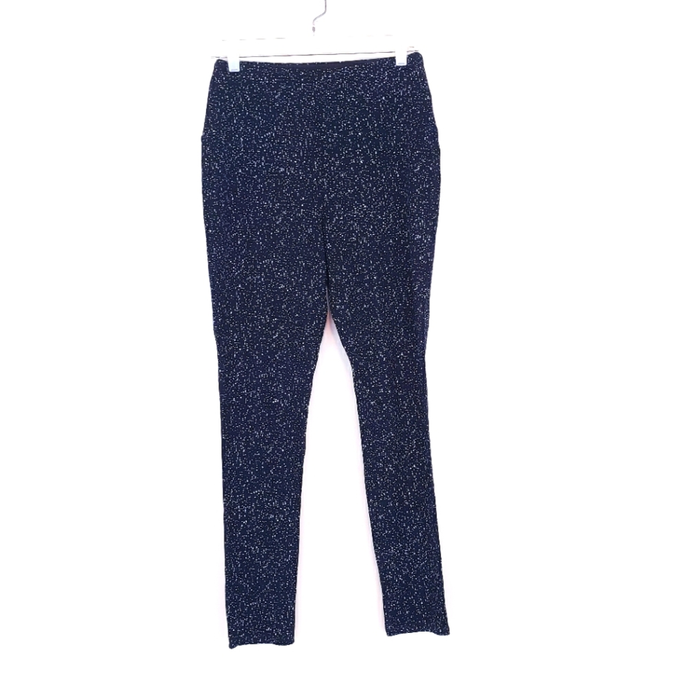 Rachel Zoe Black White Speckled Pull On Pants Stretch Ankle Leggings Large